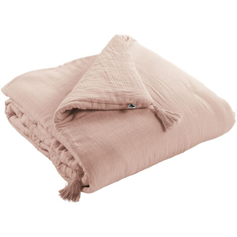 Edredon gaze de coton 150 x 150 cm guimauve Rose