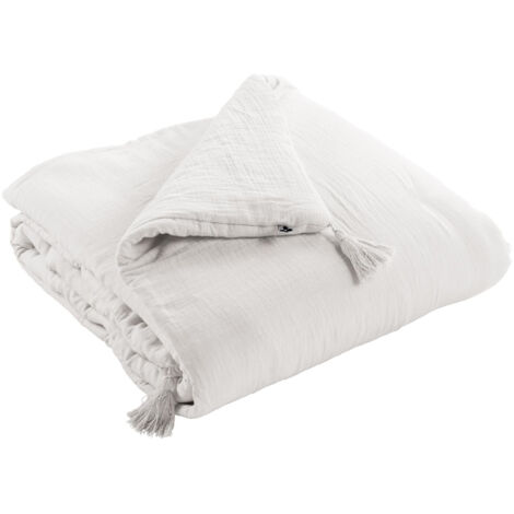 Bout de lit gaze de coton 90 x 220 cm Chantilly Blanc