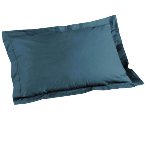 Taie d'oreiller volant plat 50 x 70 cm uni 57 fils lina  +point bourdon Bleu nuit
