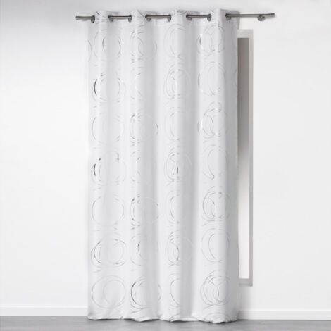 Rideau à oeillets - 140 x 260 cm - Polyester - Bully - Blanc - Livraison gratuite
