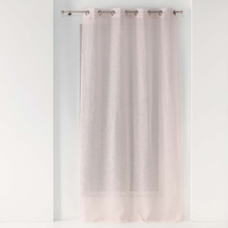 Voilage a oeillets 140 x 240 cm effet lin tissé Zazy Rose (1/4)