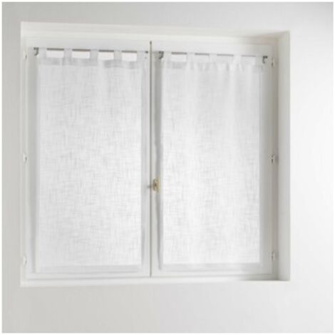 Douceur D'Intérieur – Paire de voilage brise bise 2 pièces 60 x 160 cm – Effet lin tissé blanc – Installation facile pour fenêtres de cuisine