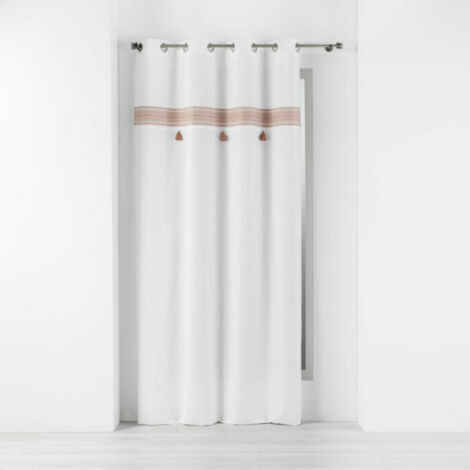Rideau Tamisant à Œillets 140 x 240 cm – Coton avec Haut Brodé – Amaya Rose