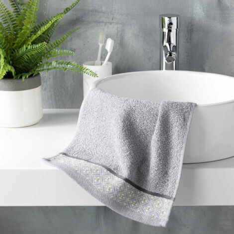Serviette invite 30 x 50 cm eponge unie jacquard belina Gris (1/3)