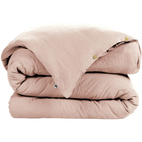 Housse De Couette En Gaze De Coton Bio 140x200 Cm – 1 Personne, Couleur Terracotta, Douce Et Respirante