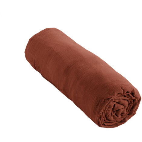 Drap Housse Double Gaze de Coton Terracotta – 90 x 190 cm – Bonnet 30 cm
