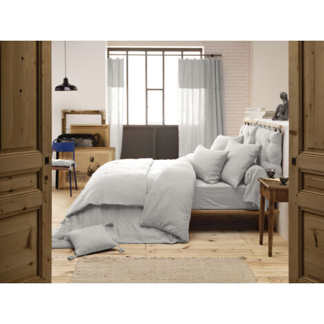 Housse de couette 200 x 200 cm en double gaze de coton – Gris perle