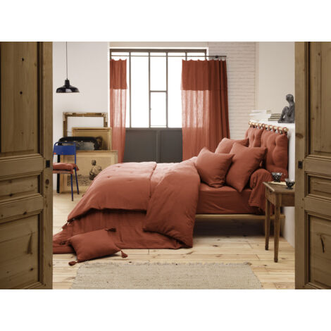 Housse de couette 200 x 200 cm en double gaze de coton – Terracotta