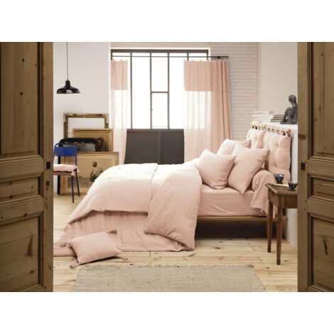 Housse de couette 200 x 200 cm en double gaze de coton – Rose guimauve