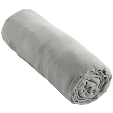 Drap Housse Double Gaze de Coton Perle – 90 x 190 cm – Bonnet 30 cm (1/3)