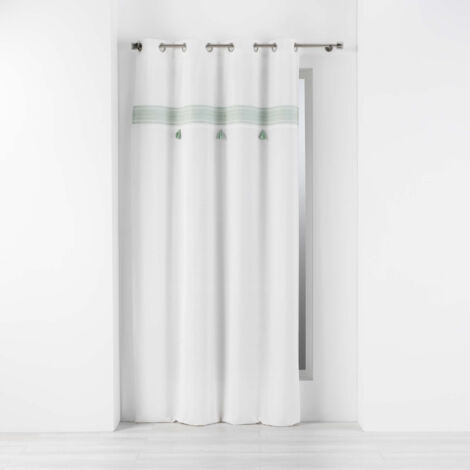Rideau tamisant 140 x 240 cm 100% coton brodé  Amaya Vert (1/4)