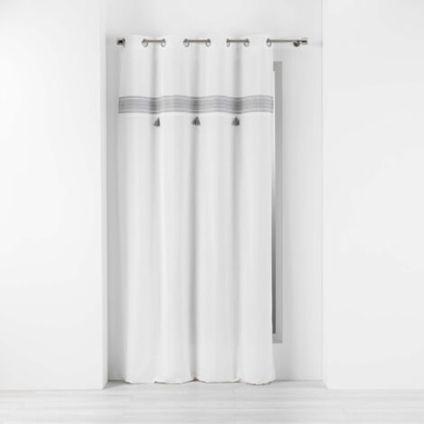 Rideau tamisant 140 x 240 cm 100% coton brodé Amaya Gris (1/4)