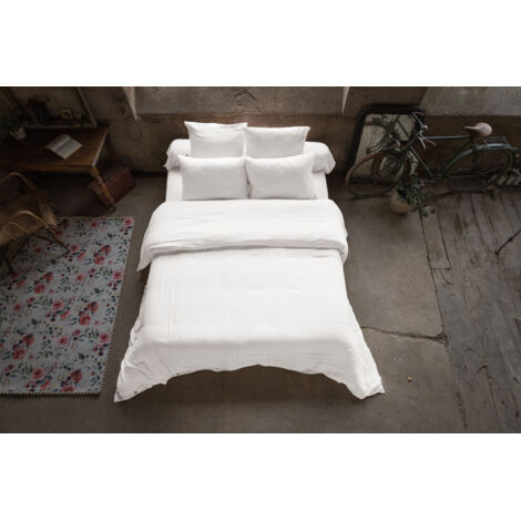 Housse de couette 260 x 240 cm – Double gaze de coton – Collection Gaïa – Coloris Blanc