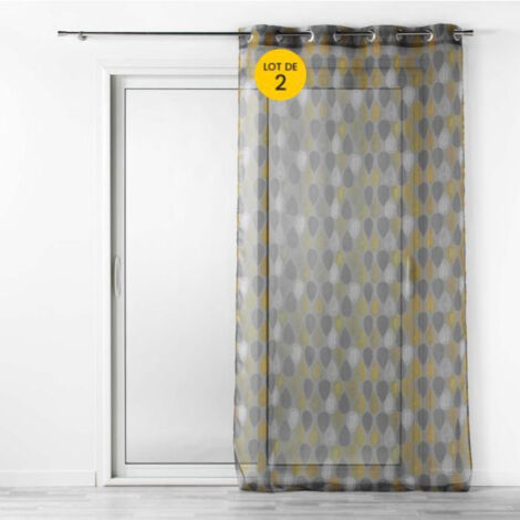 Lot de 2 Voilages a oeillets 140 x 240 cm imprimé Palpito Jaune (1/4)