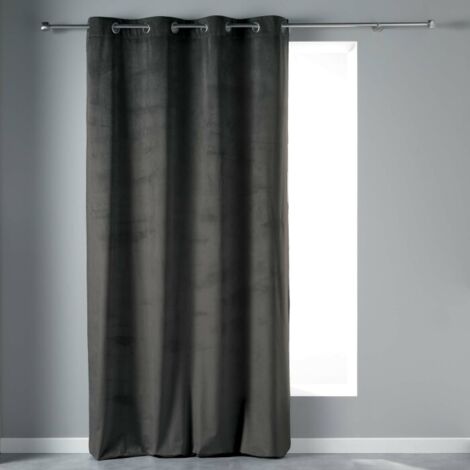 Rideau Tamisant à Œillets 140 x 240 cm – Velours – Velvetine Anthracite (1/5)