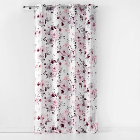 Rideau a oeillets 140 x 240 cm velours imprime velvet flower Blanc