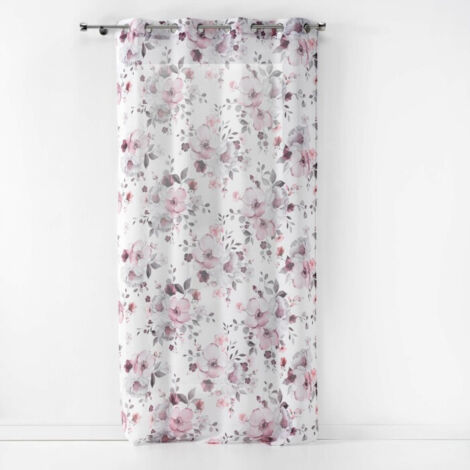 Panneau a oeillets 140 x 240 cm voile sable imprime velvet flower Blanc (1/3)