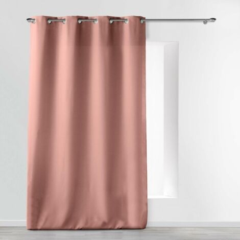 Rideau grande hauteur à œillets 140 x 280 cm – Polyester uni Essentiel Rose poudré