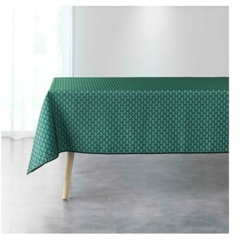 Nappe antitache rectangulaire - 150 x 240 cm - Art déco vert - Vert (1/3)