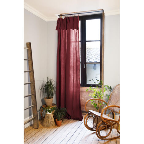 Rideau ajustable + 8 anneaux pince gaze de coton luxe 140 x 300 cm Gaia Bordeaux (1/4)