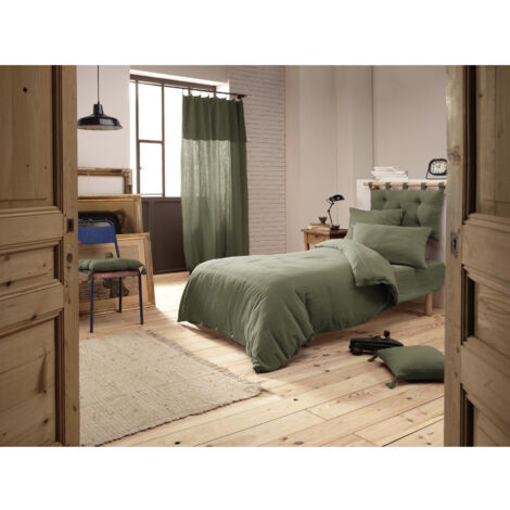 Housse de couette double gaze de coton Luxe 140 x 200 cm Gaia Romarin