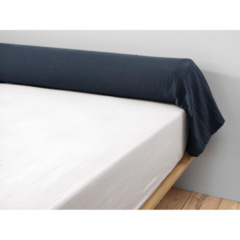 Taie de traversin gaze de coton 85 x 185 cm gaia minuit Bleu foncé (1/3)