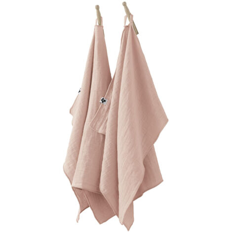 Lot de 2 essuie-mains gaze de coton 50 x 70 cm guimauve Rose