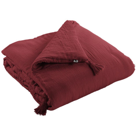 Edredon double gaze de coton luxe 150 x 150 cm Gaia Bordeaux