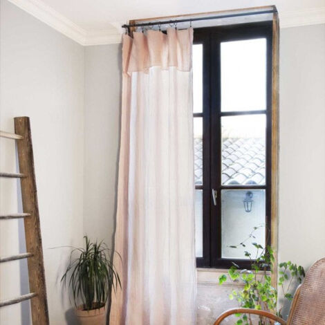Lot de 2 Rideaux Gaze de Coton Guimauve 140x300 cm Ajustables – 8 Anneaux Pinces Inclus – Rideaux Tamisants Haut de Gamme (1/4)
