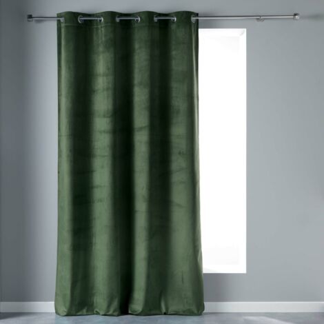 Rideau a oeillets 140 x 280 cm velours uni velvetine Kaki