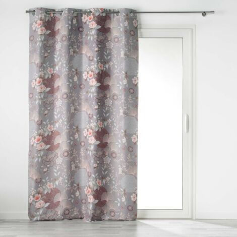 Rideau a oeillets 135 x 260 cm 100% occultant/microfibre imp. yokahama Gris