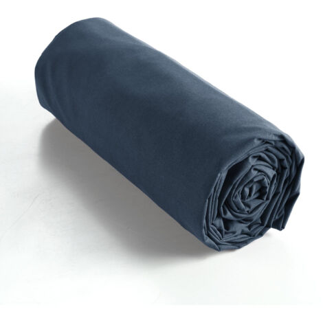 Drap housse coton luxe 160 x 200 cm bonnet 30 cm Ambre  Bleu foncé (1/3)