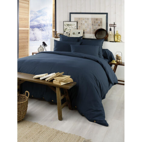 Housse de couette chaude en flanelle 240 x 220 cm Candice Bleu foncé (1/5)