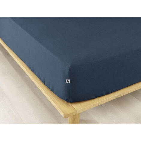 Drap housse flanelle chaude 160 x 200 cm Bonnet 30 cm Candice Bleu (1/2)