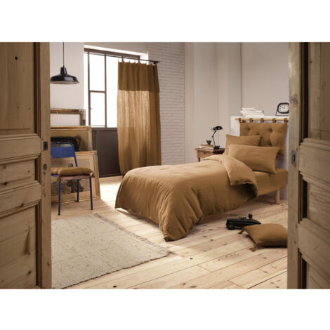 Housse de couette double gaze de coton Luxe 140 x 200 cm Gaia Camel