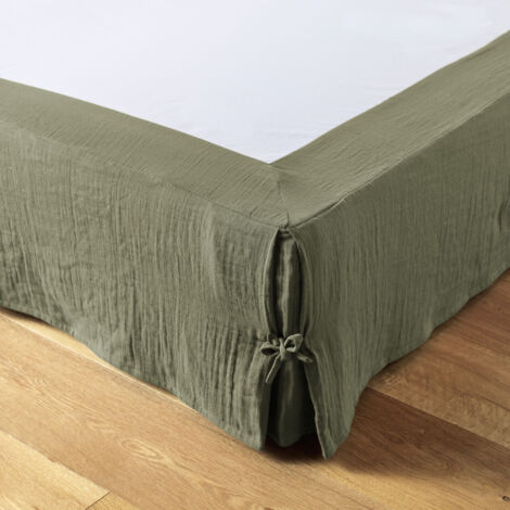 Cache-sommier 90 x 190 cm en gaze de coton Gaia – Romarin