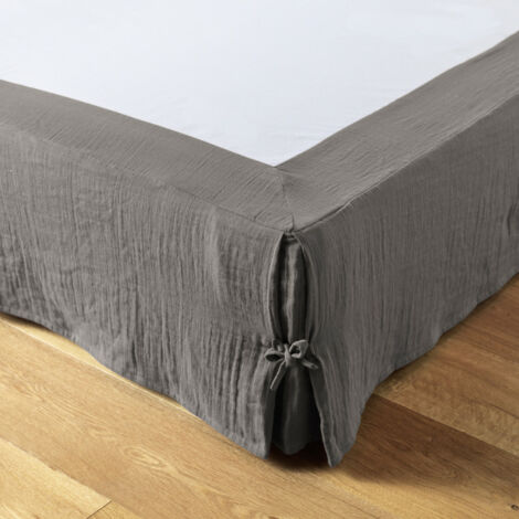 Cache-sommier 180 x 200 cm – Double gaze de coton – Collection Gaïa – Coloris Anthracite