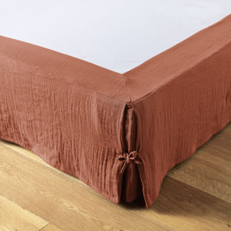 Cache-sommier 180 x 200 cm – Double gaze de coton – Collection Gaïa – Coloris Terracotta