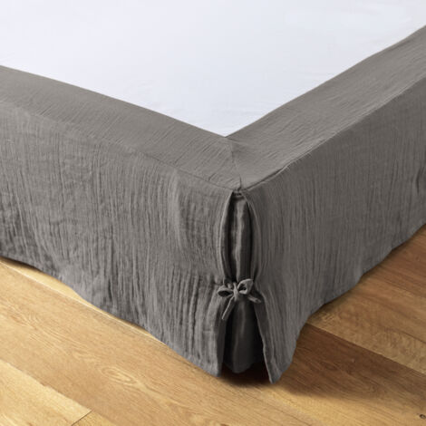 Cache-sommier gaze de coton 90 x 190 cm Gaia Anthracite