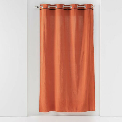 Rideau à oeillets 140 x 240 cm Coton lavé Linette Terracotta (1/4)