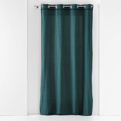 Rideau à oeillets 140 x 240 cm Coton lavé Linette Pétrole (1/4)