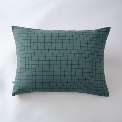 Taie d'oreiller gaze de coton tissée 50 x 70 cm gaïa mix Bleu canard (1/3)