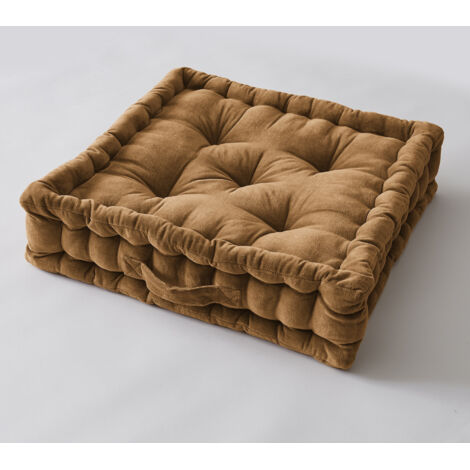 Coussin de sol 50 x 50 x 10 cm – Velours de Coton – César Camel