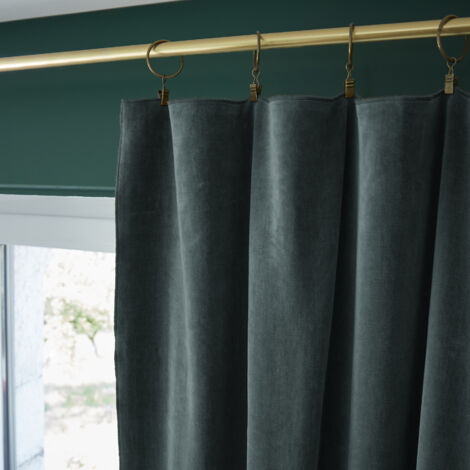 Rideau ajustable + 8 anneaux pince 140 x 270 cm velours de coton César Ardoise