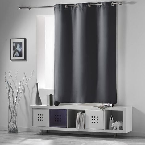 Lot de 2 rideaux occultant petite hauteur 135 x 180 cm occult Ardoise