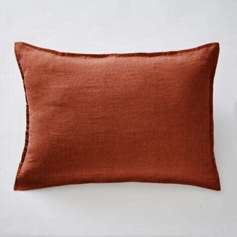 Taie d'oreiller 50 x 70 cm lin lavé soline paprika Orange