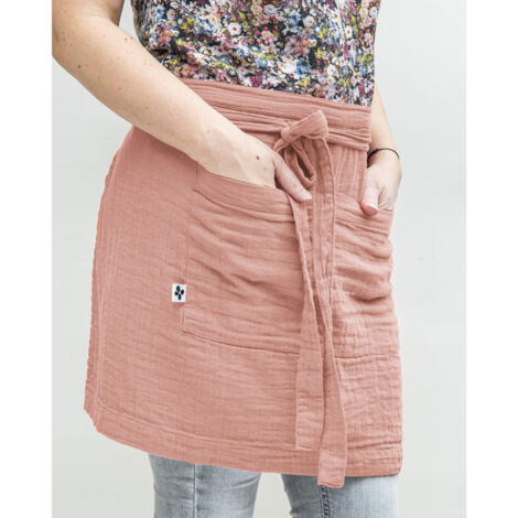 Tablier serveur gaze de coton 45 x 80 cm gaïa rose pêche Rose (1/2)