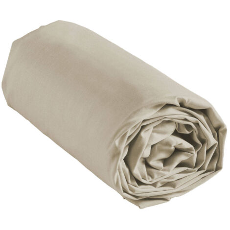Drap housse 2 personnes 160 x 200 x 30 cm Linette coton lavé 57 fils Beige