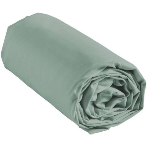 Drap housse 2 personnes 160 x 200 x 30 cm Linette coton lavé 57 fils Sauge
