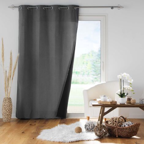 Rideau isolant thermique et phonique 140x260 cm – Doublure polaire épaisse – Couleur anthracite – 8 œillets métalliques robustes – Jupiter
